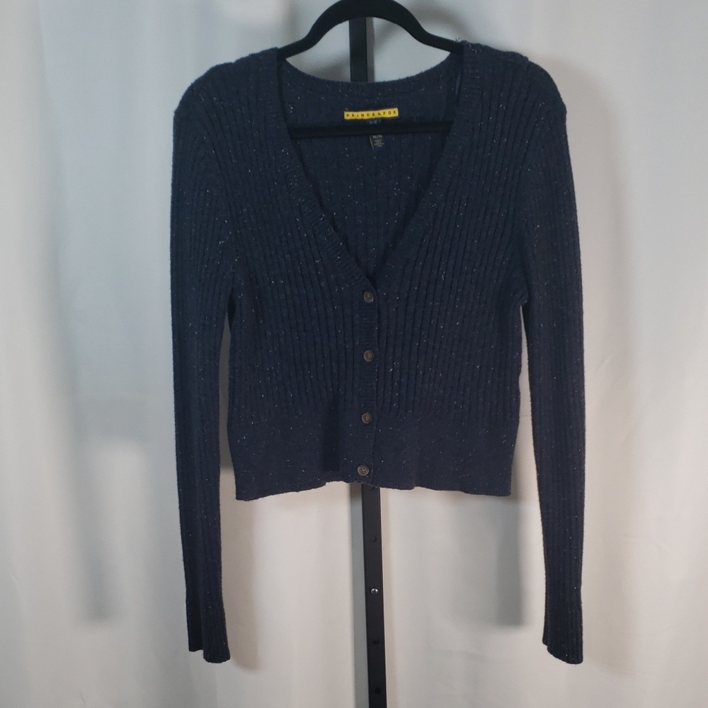 Prince & Fox Blue Ribbed Button-Front Cardigan – SZ XL